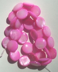 16 inch strand of 10mm Hot Pink Mother of Pearl Disks